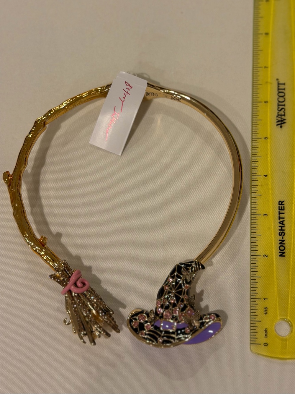 Betsey Johnson Witch Broom Web Hat Hinge Collar Statement Necklace Halloween - Picture 14 of 15